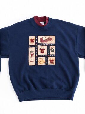 Vintage Jerseys  Navy Maroon Angels Patchwork Crewneck Sweater 2X